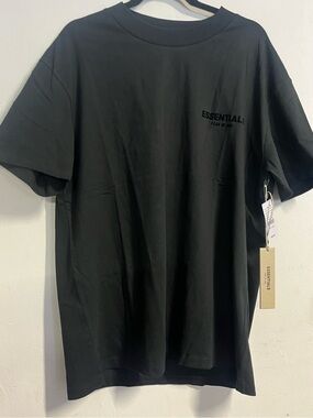 ESSENTIALS Black Short Sleeve Stretch Limo Logo Tee